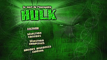 Menu 1 : MORT DE L'INCROYABLE HULK, LA (THE DEATH OF THE INCREDIBLE HULK)